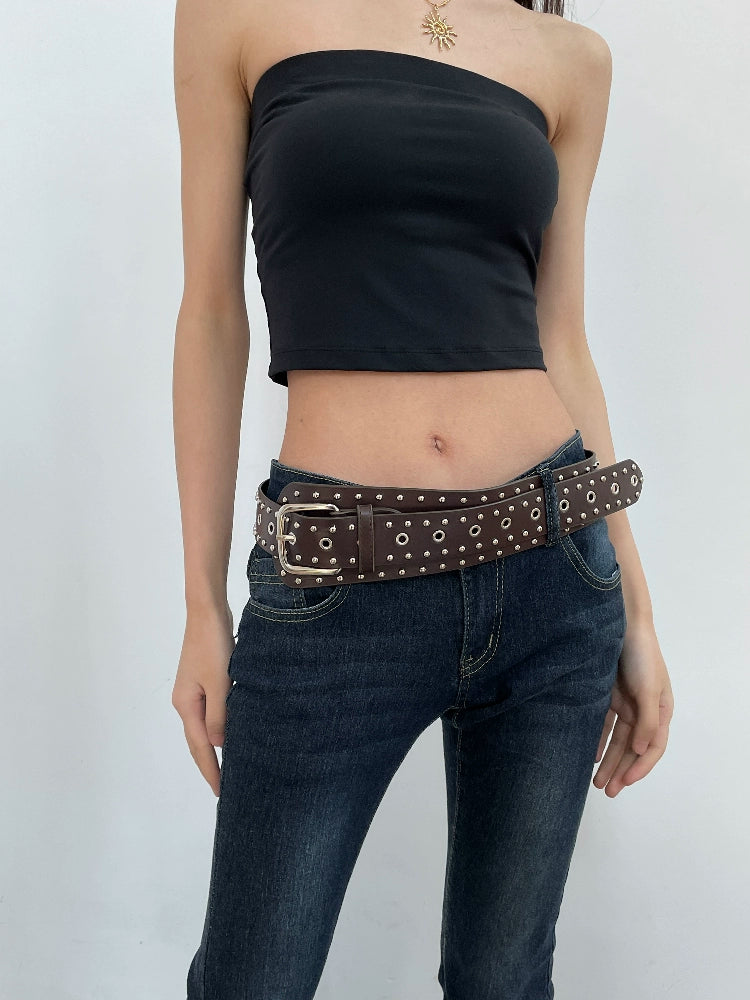 Punk style rivet leopard print belt