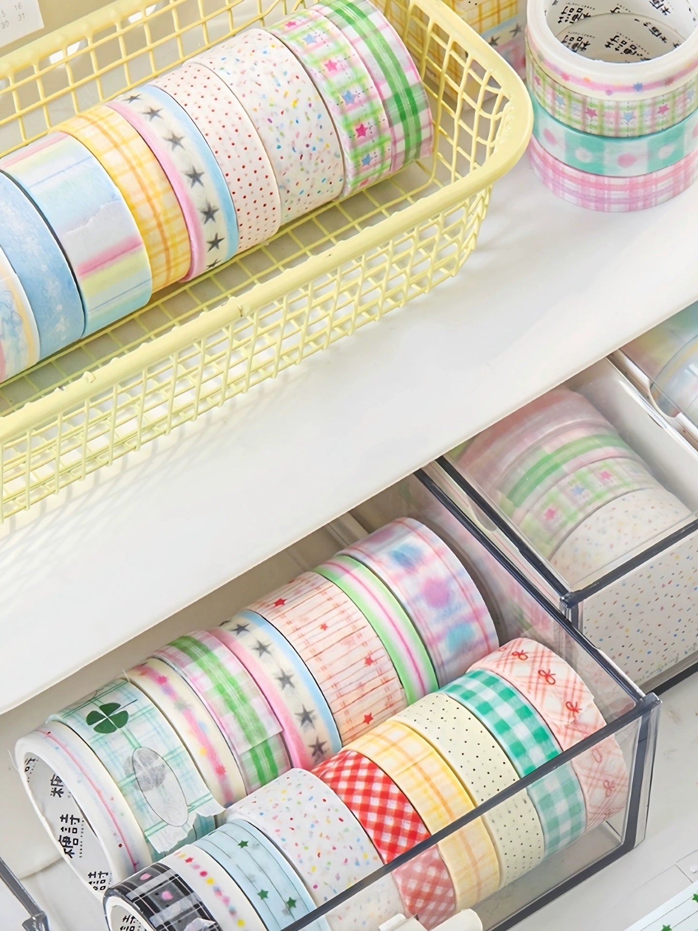 5rolls Roaming Star Island Colorful Grid Patching Tape