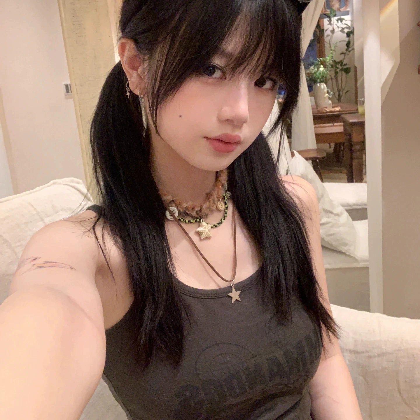 Y2K hippie wasteland style button plush choker