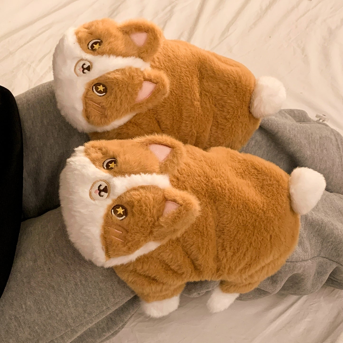 Lanhua Cat Flip up Half Finger Plush Gloves