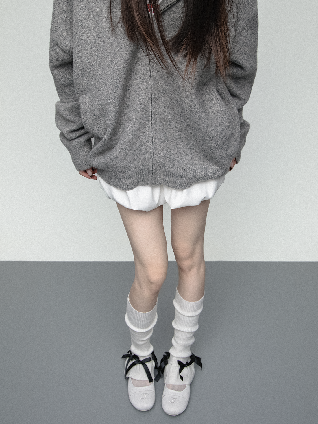 flower bud cute bow horn knitted socks