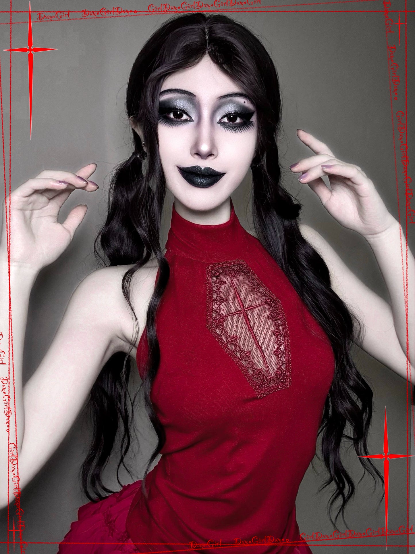 Dark Gothic style cross embroidered hollow vest