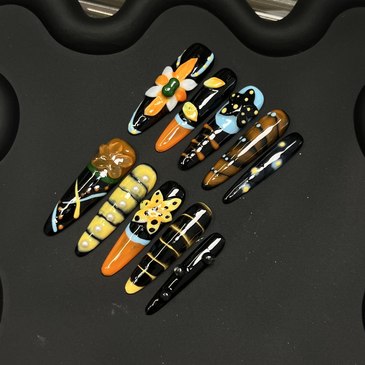 Carved and dyed three-dimensional handmade armor piece