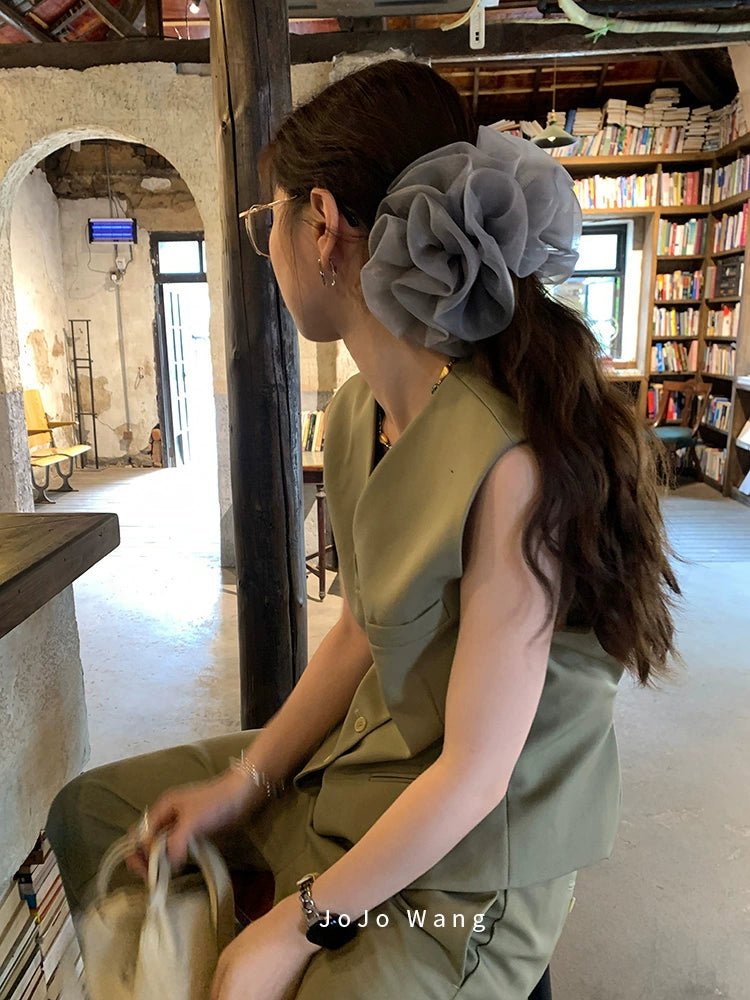 Grey organza headband