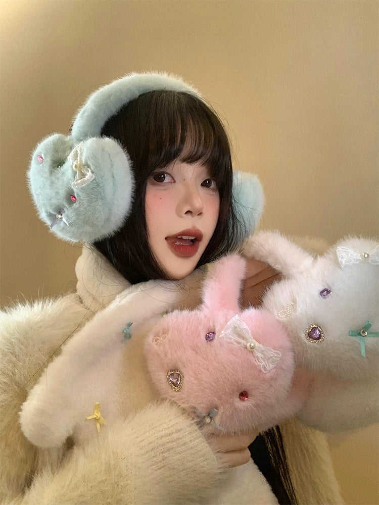 Bow shaped love plush earmuffs