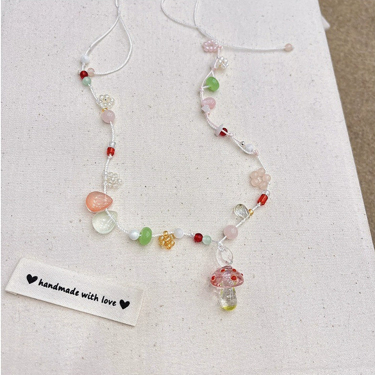 Raindrop Jelly Mushroom Bead Necklace