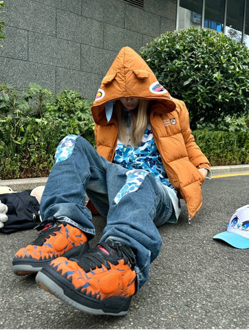 Dropout Bear Full Zip Embroidered Down plush Jacket