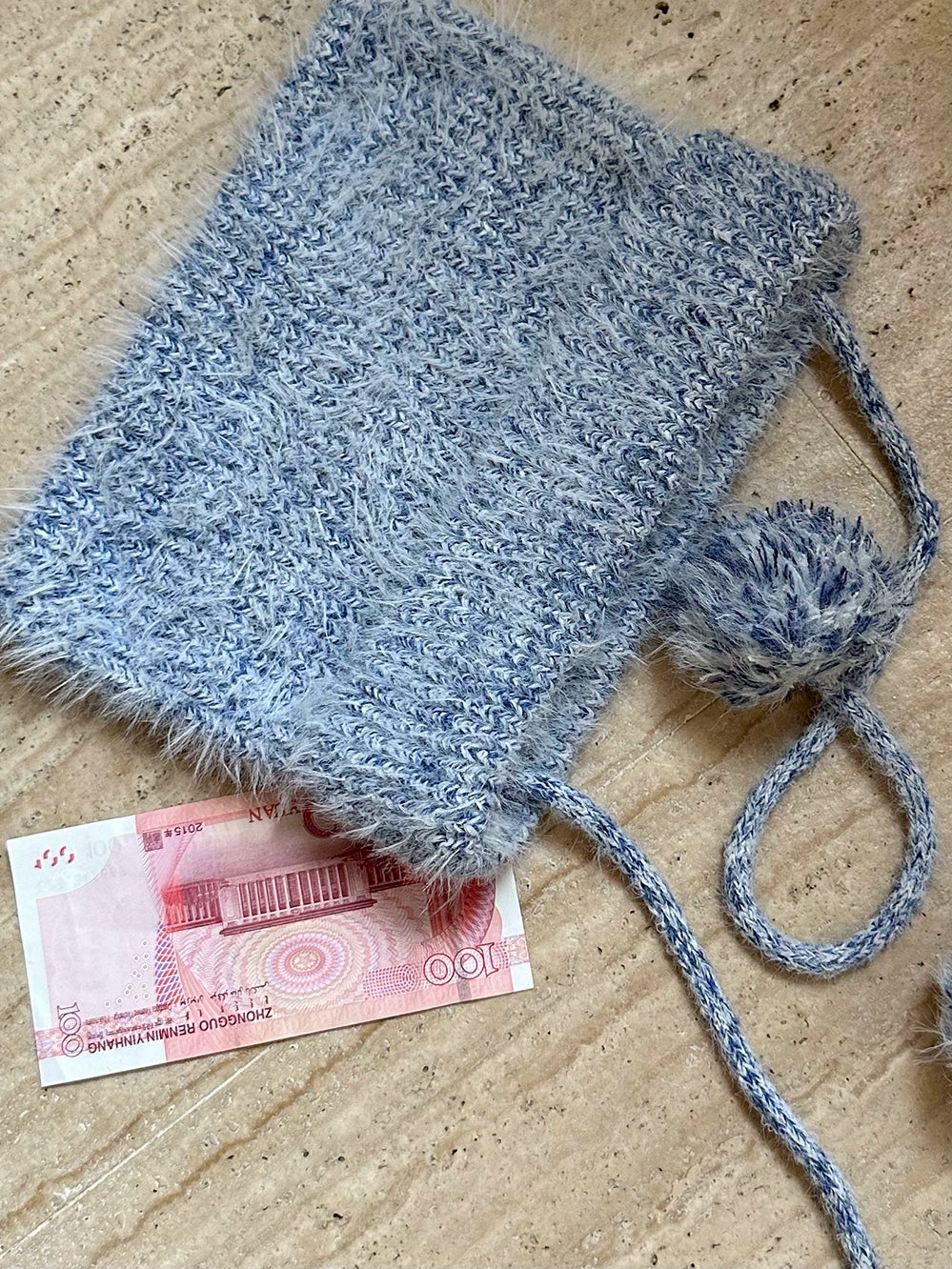 Imitation mink fur soft pink handmade fur ball cat ear hat scarf