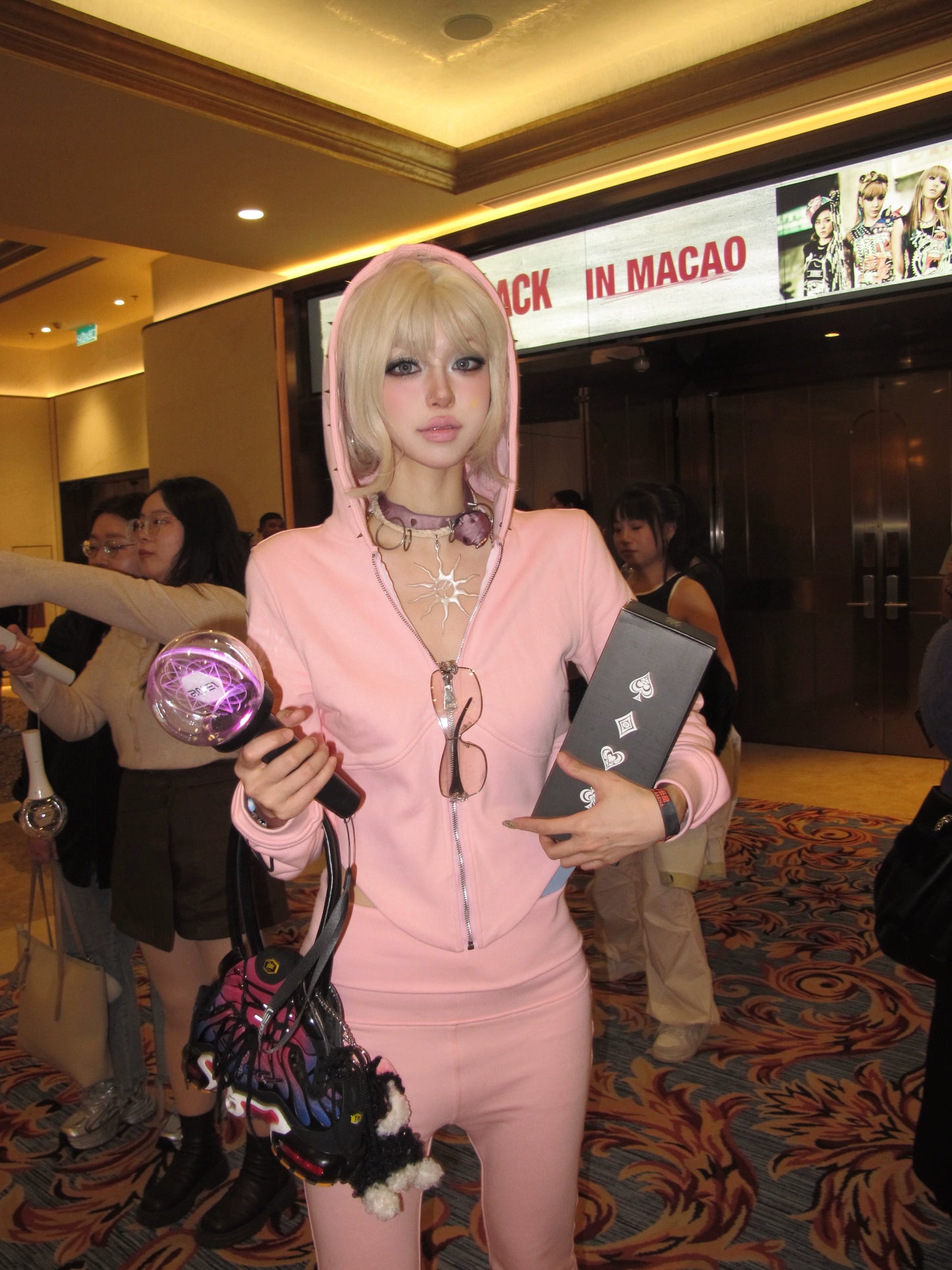 Pink Rivet Printed Waist Hoodie and Pants