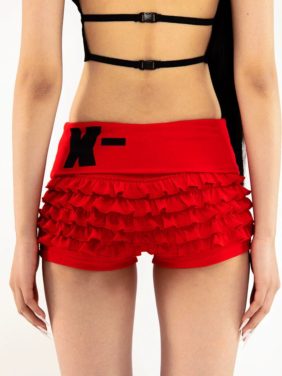 Flip up collar lace shorts