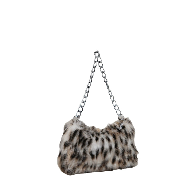Leopard print furry bag