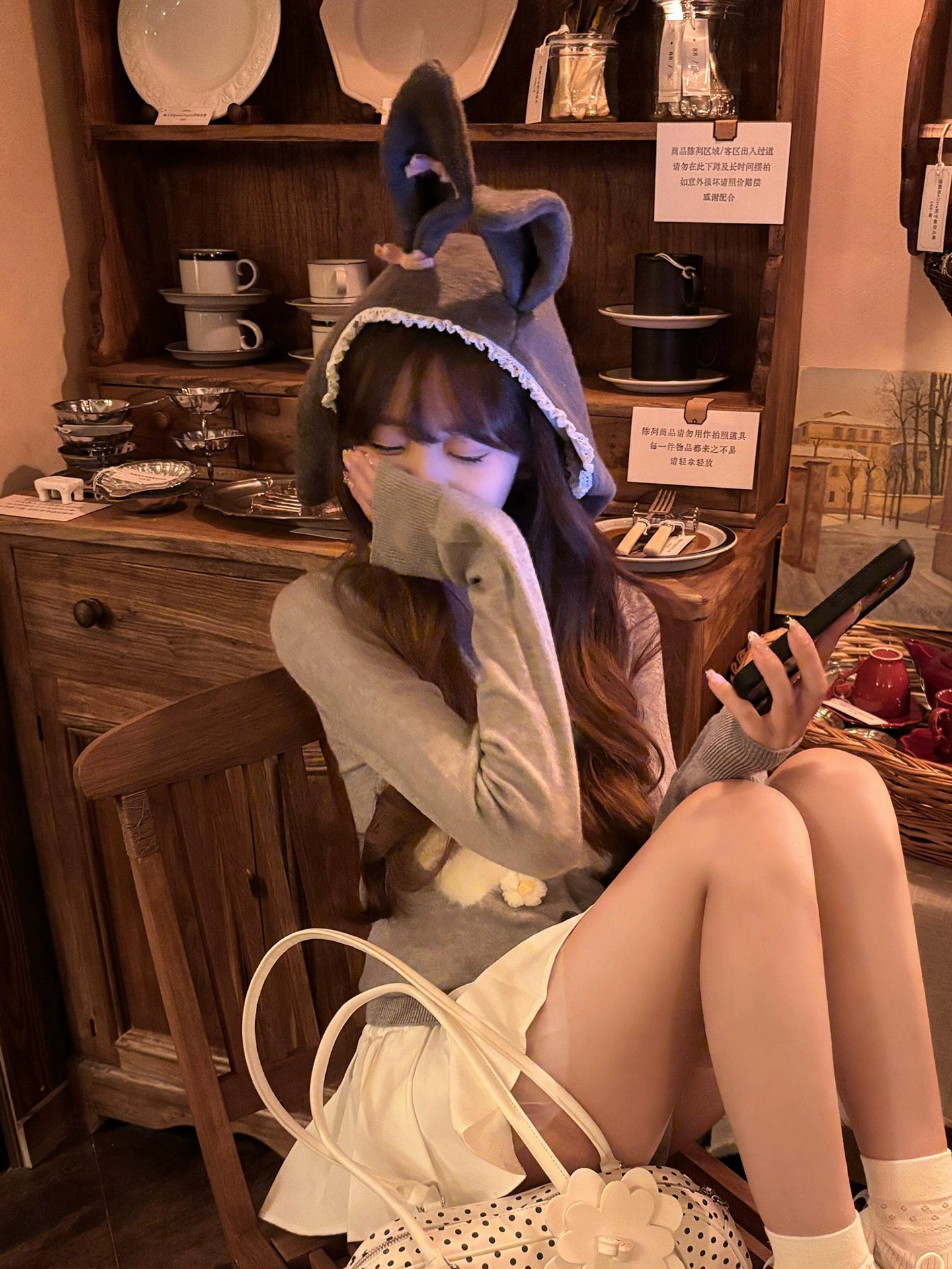 Cute rabbit ear plush hat