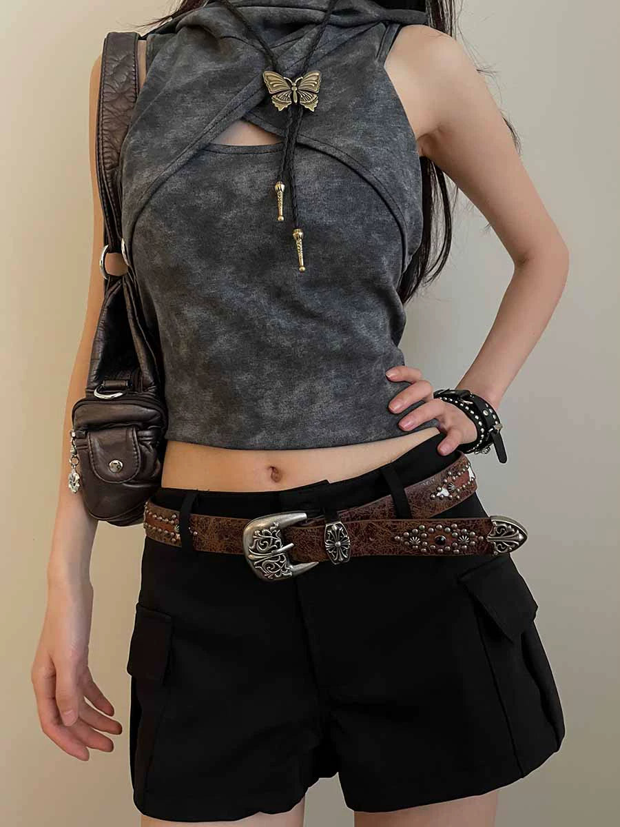 Brown rivet waistband