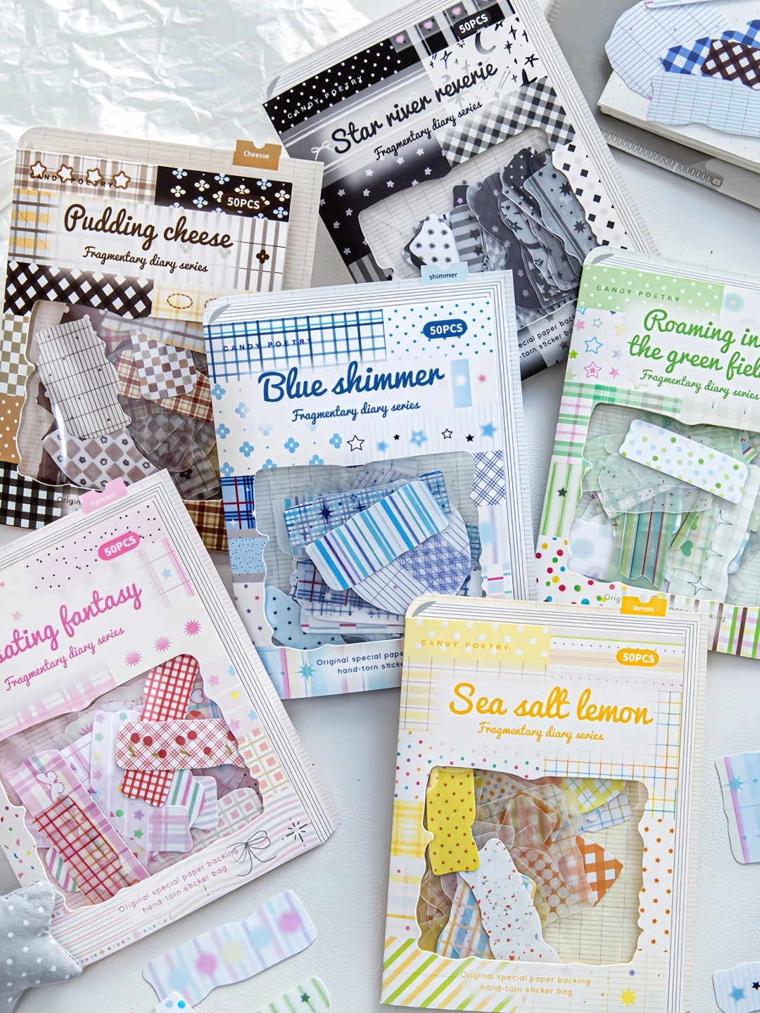 50pcs grid pattern small paper sticker