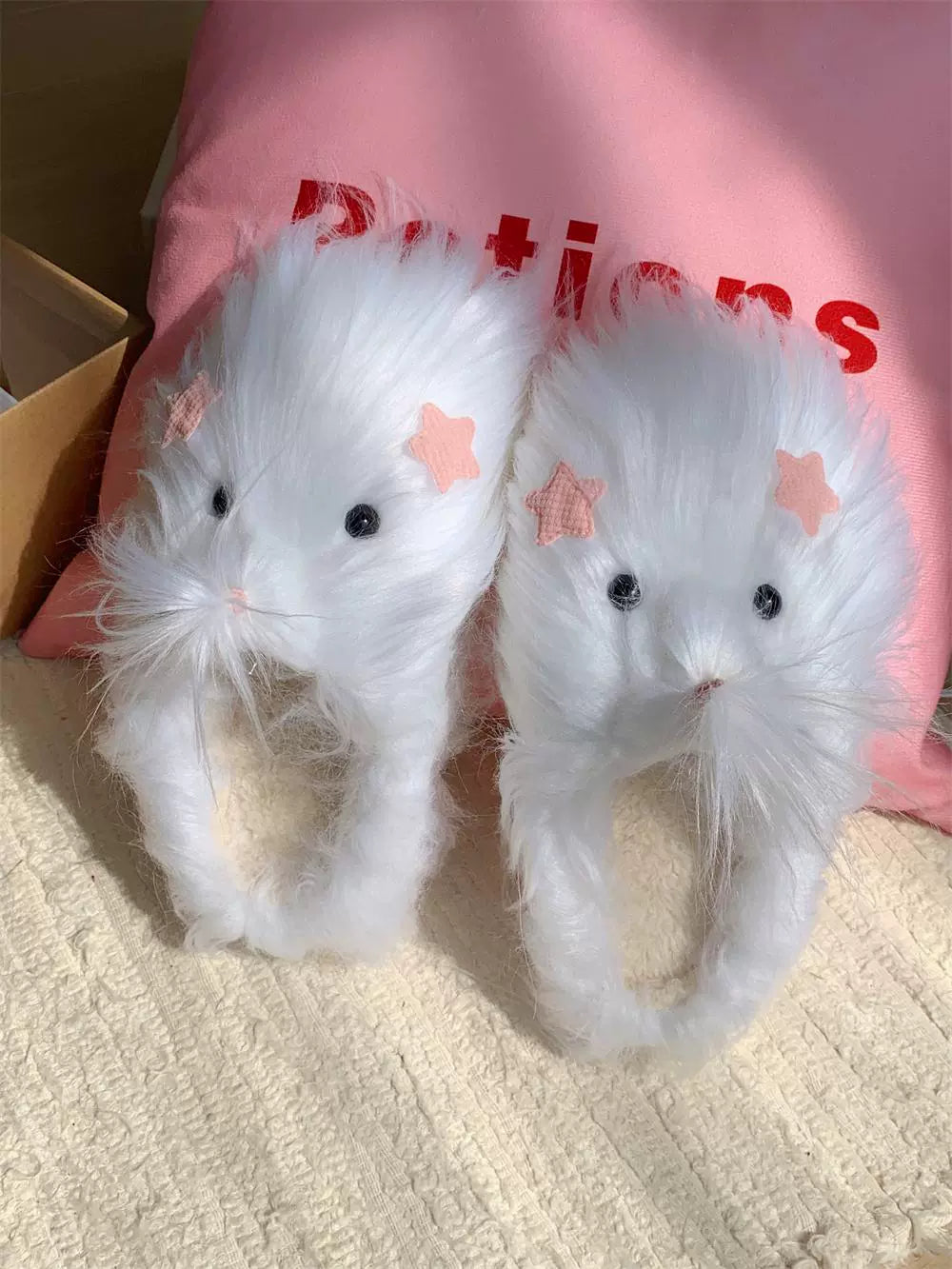 Long haired dog cotton slippers