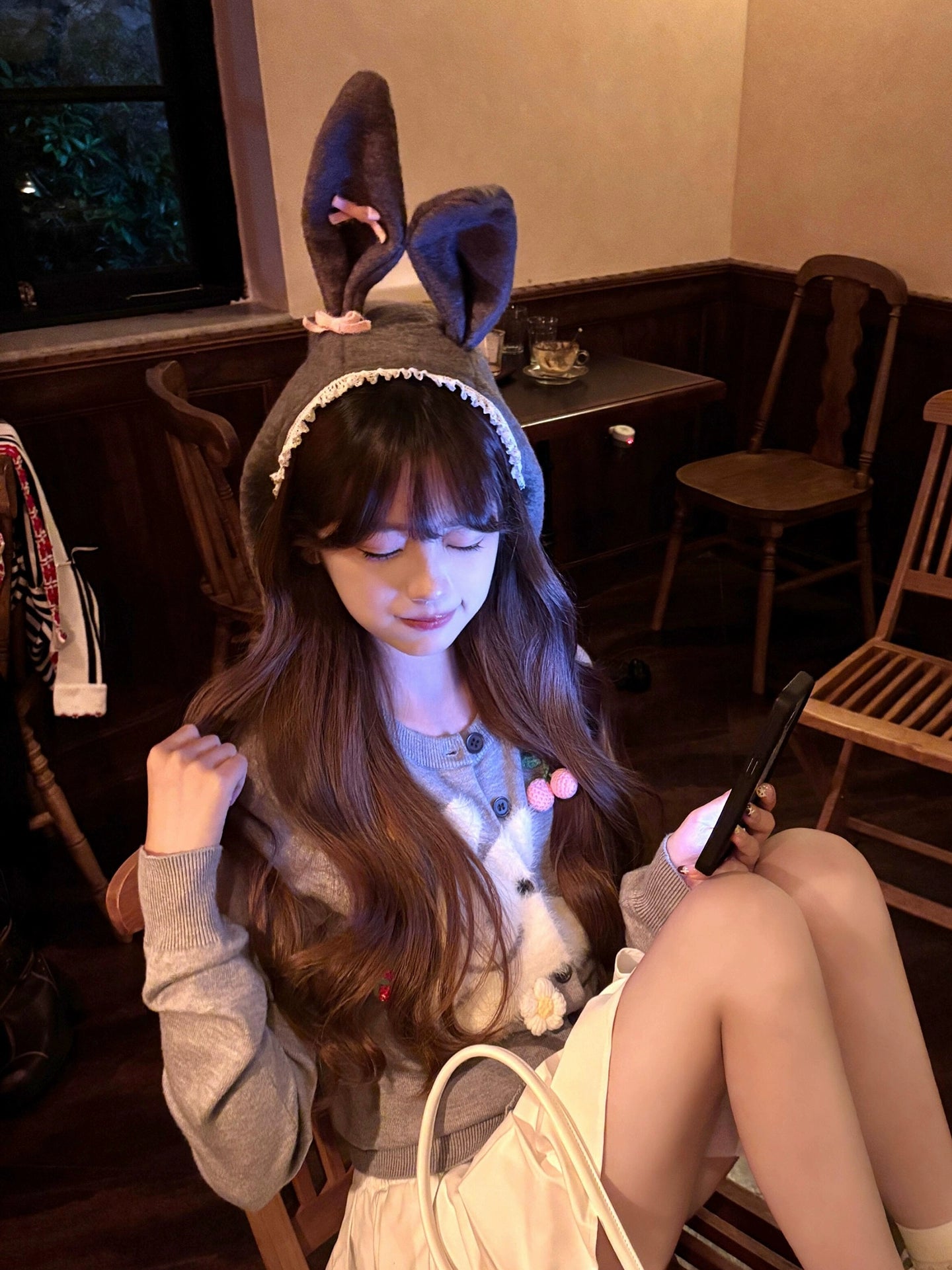 Cute rabbit ear plush hat