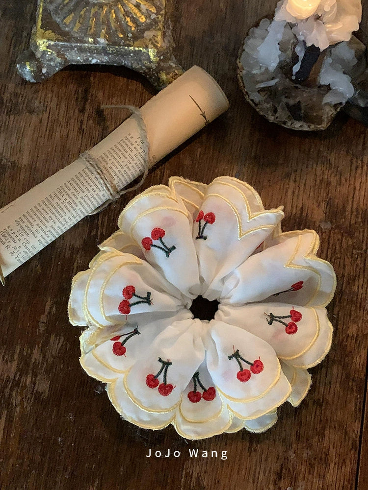 Cherry Baby~Embroidered 3D Scrunchie