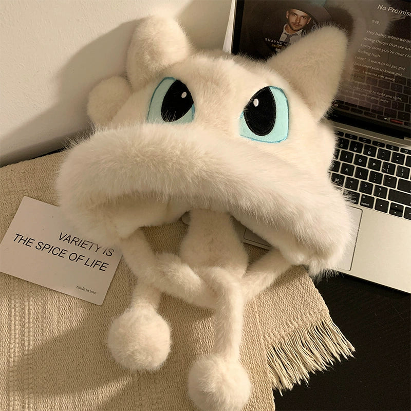 Cute black toothless plush hat