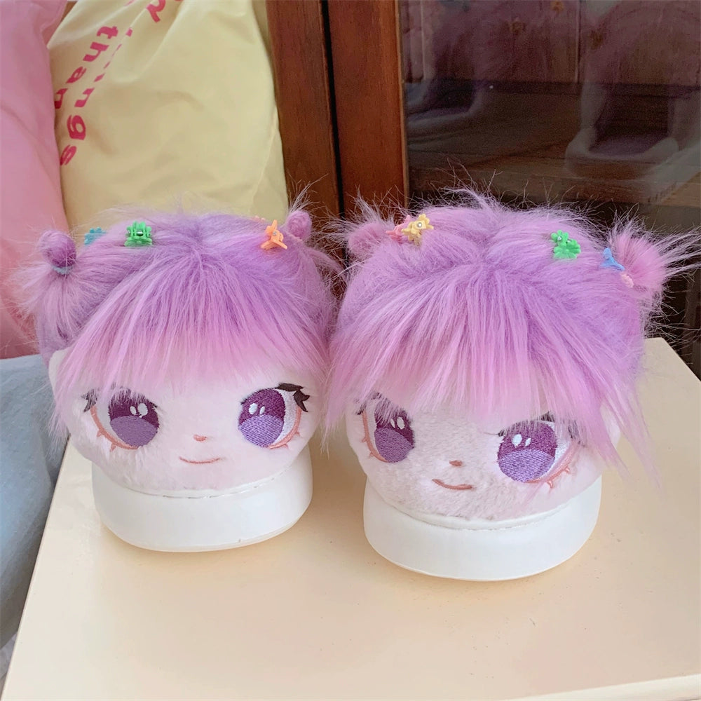 Cute big eyed cotton doll cotton slippers