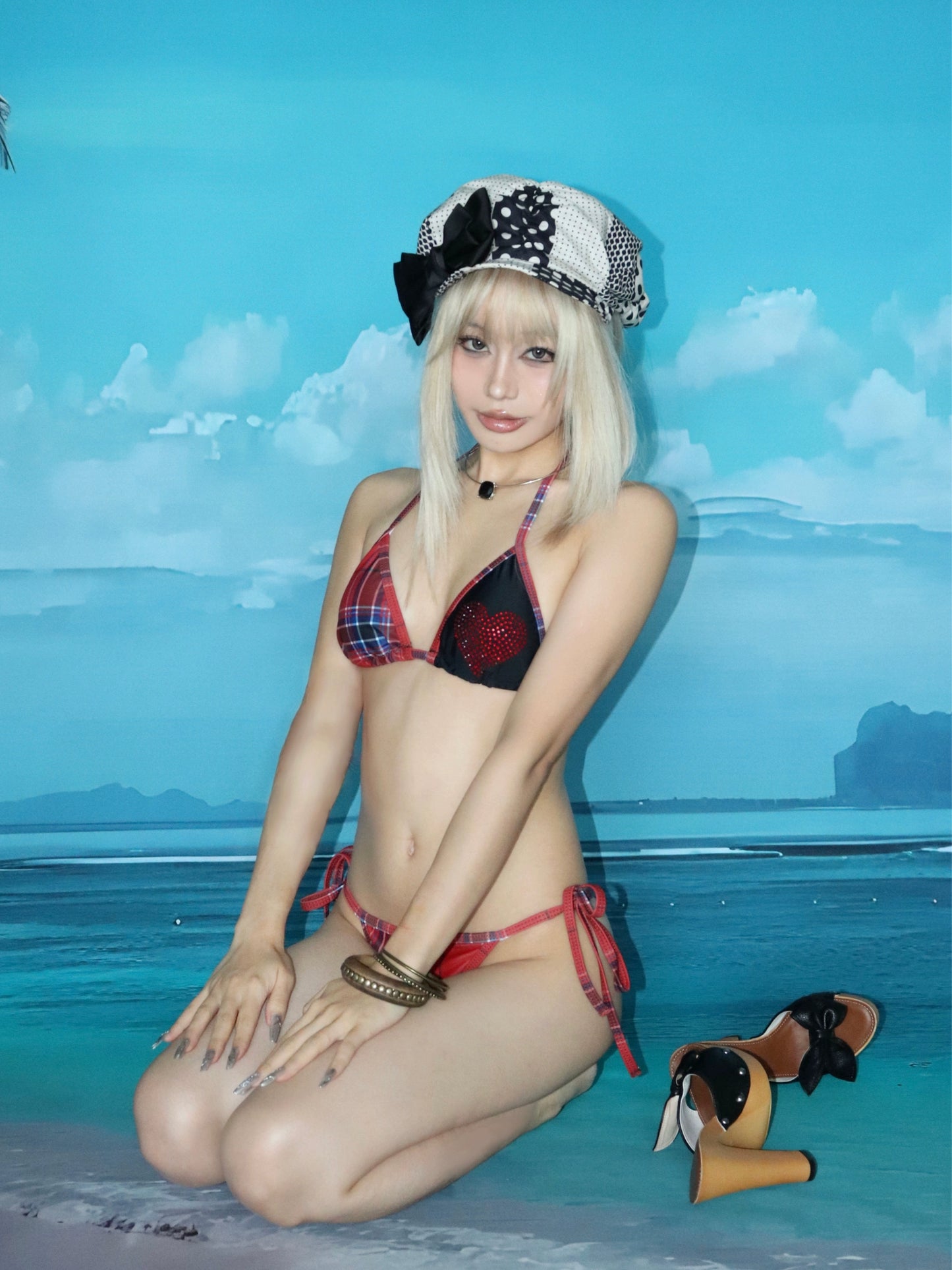 scheme love rhinestones swimsuit