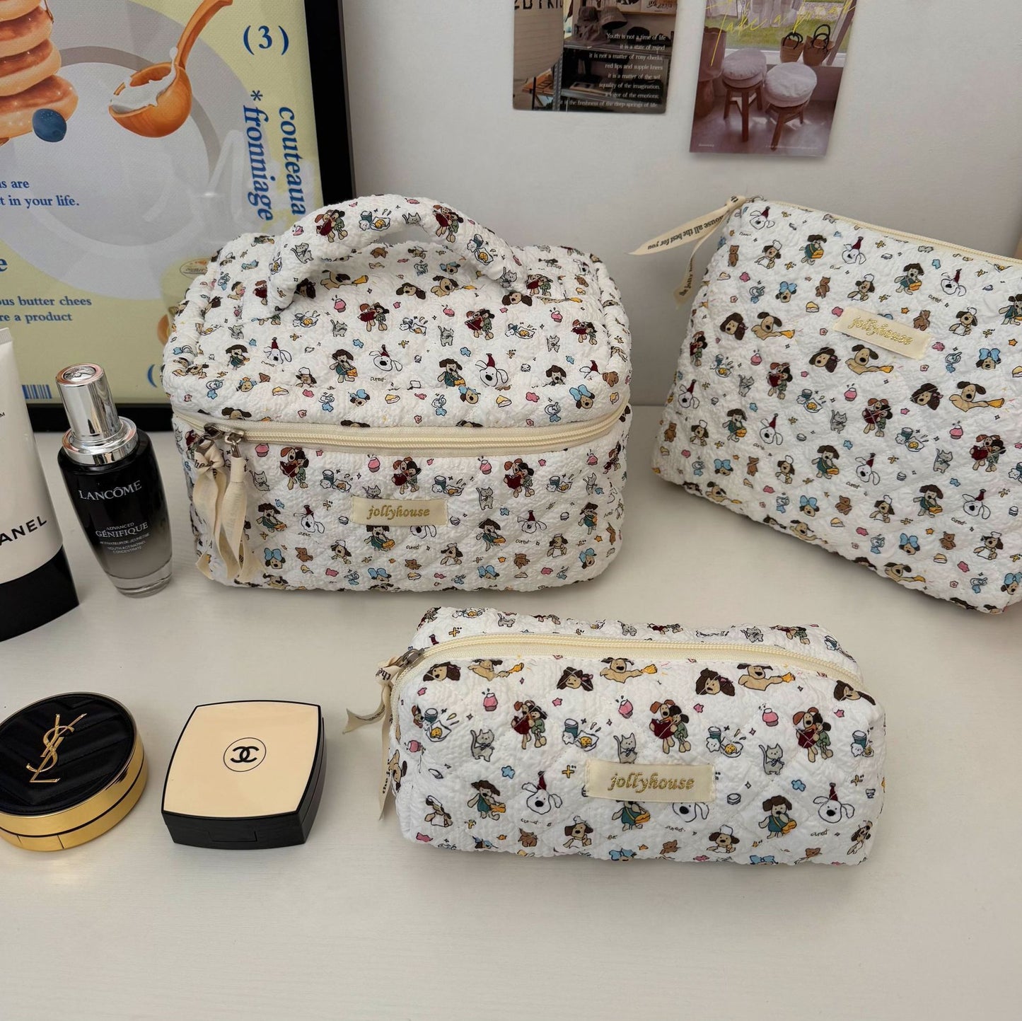 Light Blue Hello Kitty Printed Storage Bag