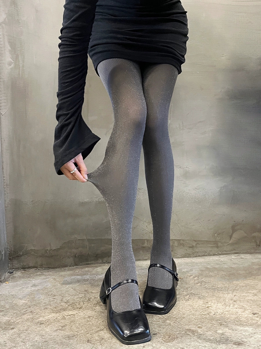 Bright silk pantyhose gray