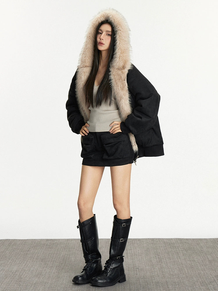 Fax fur coat reversible