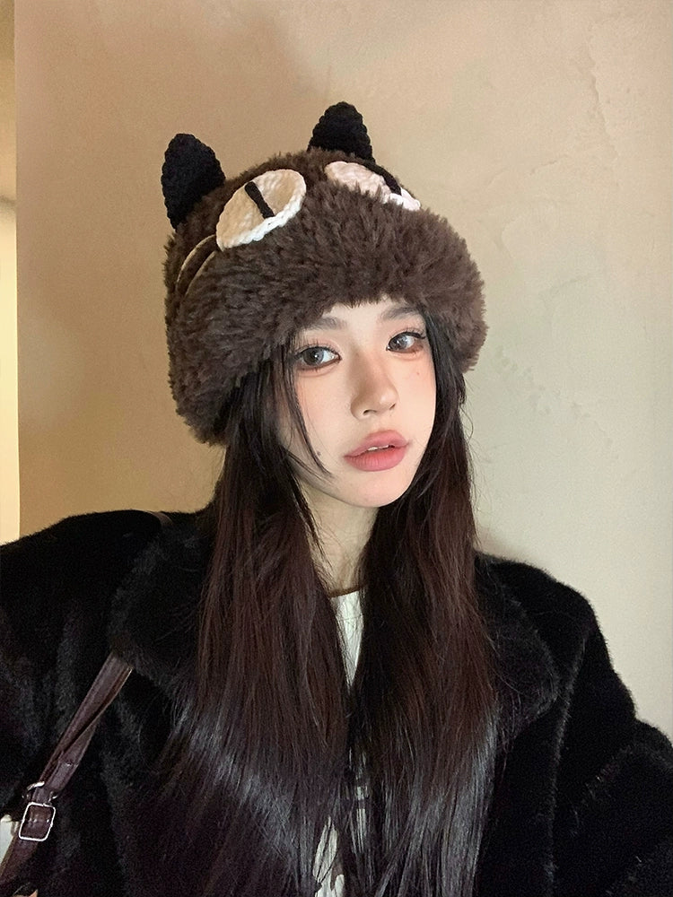 Cute Big eyed Cat Plush Hat