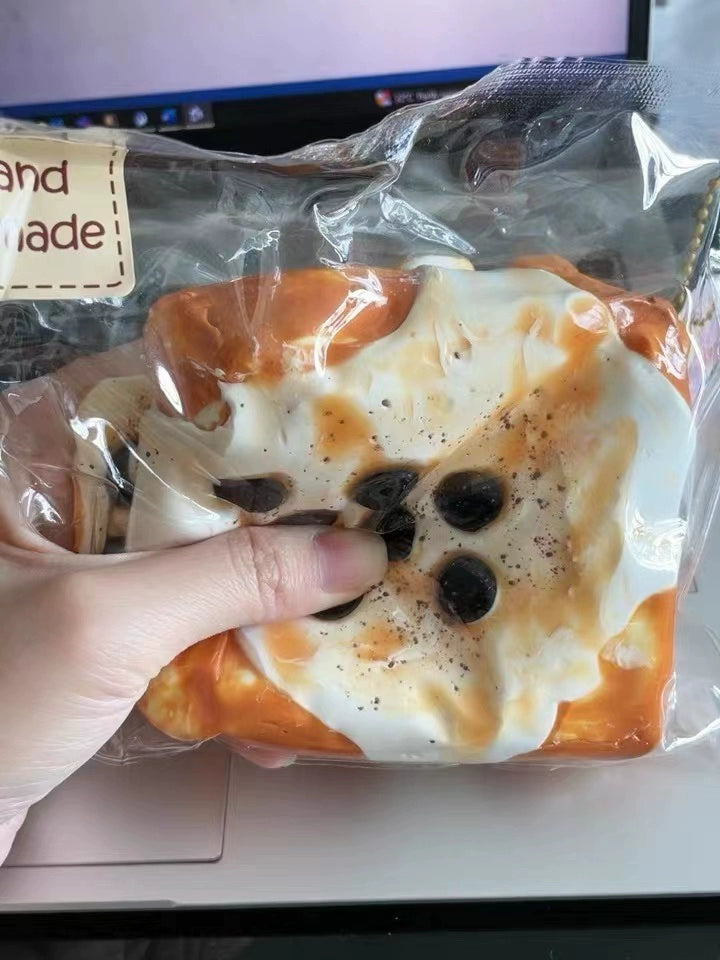 Black sugar pearl thick toast silicone squishy