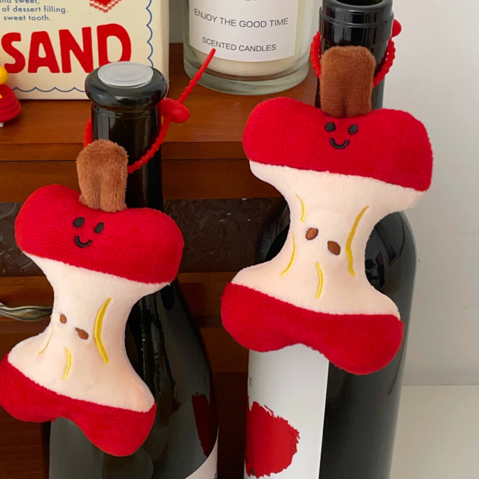 Take a bite of the apple plush pendant