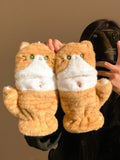 Lanhua Cat Flip up Half Finger Plush Gloves
