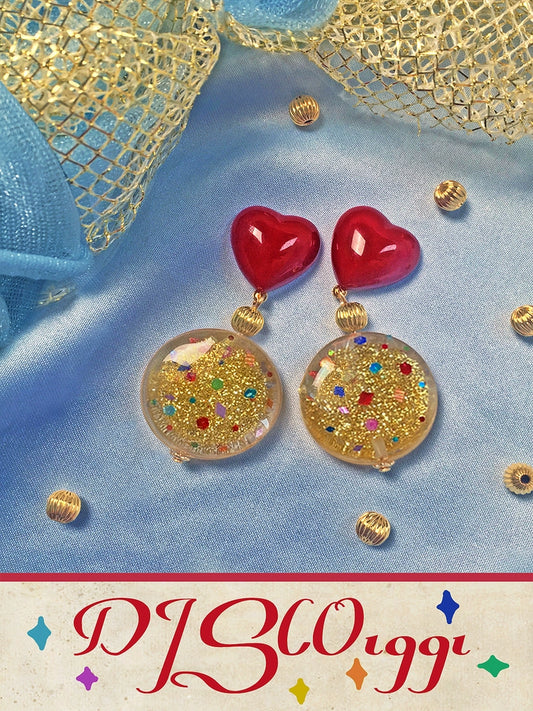 Disco1991 Heartbroken Century Dance Hall Gold Sparkling Modern Earrings Retro Disco