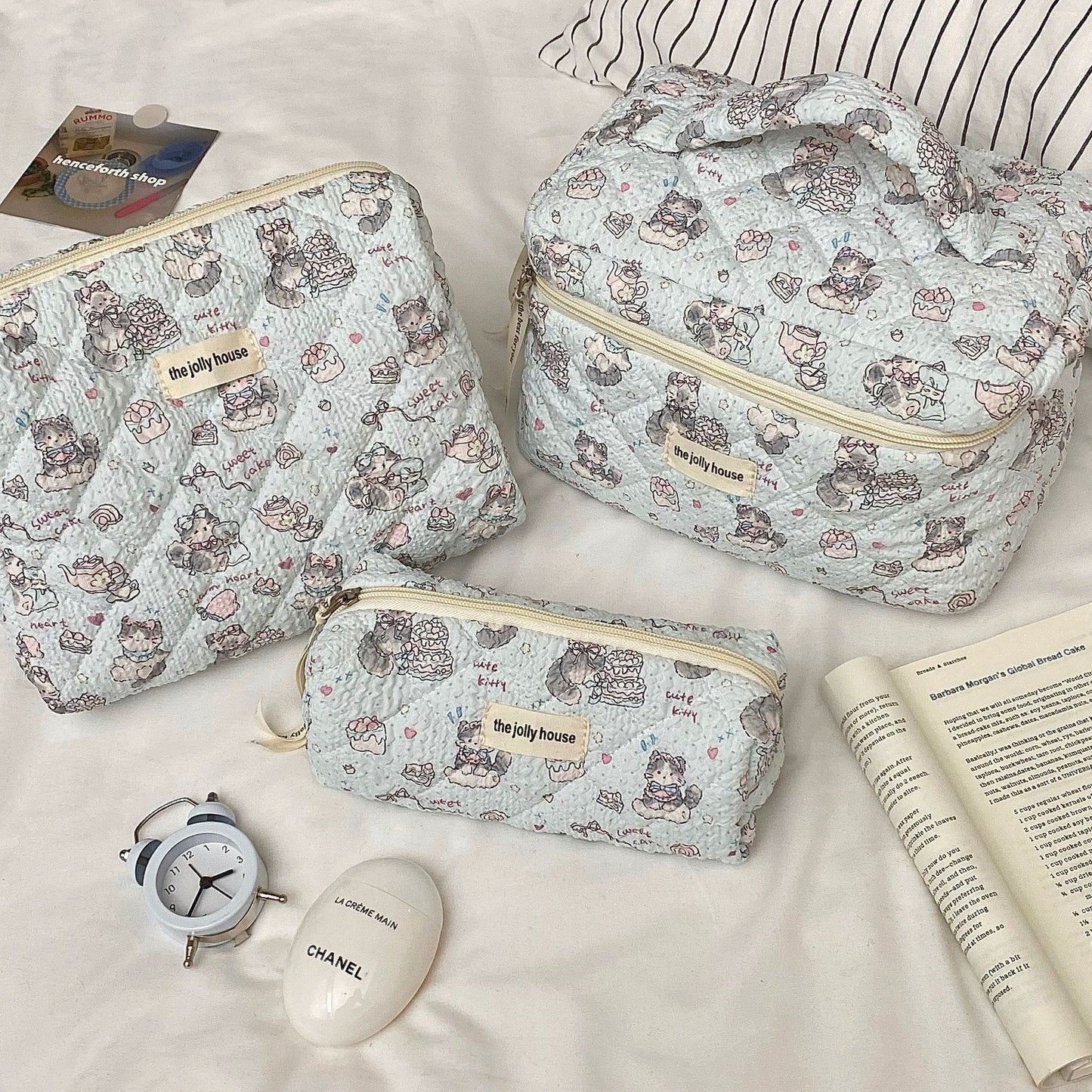 Light Blue Hello Kitty Printed Storage Bag