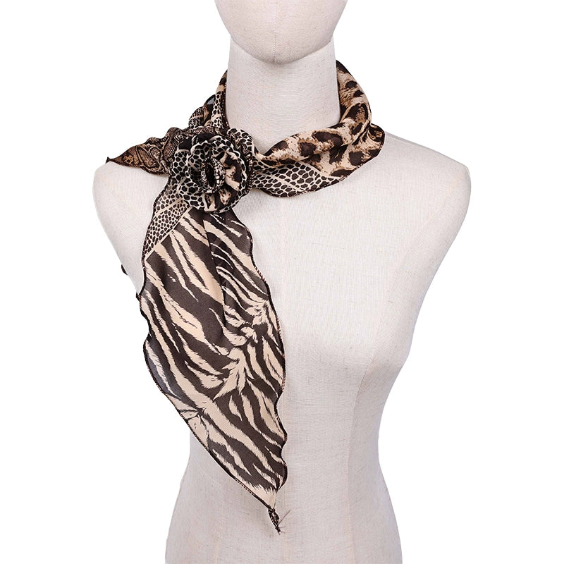 Leopard print floral scarf
