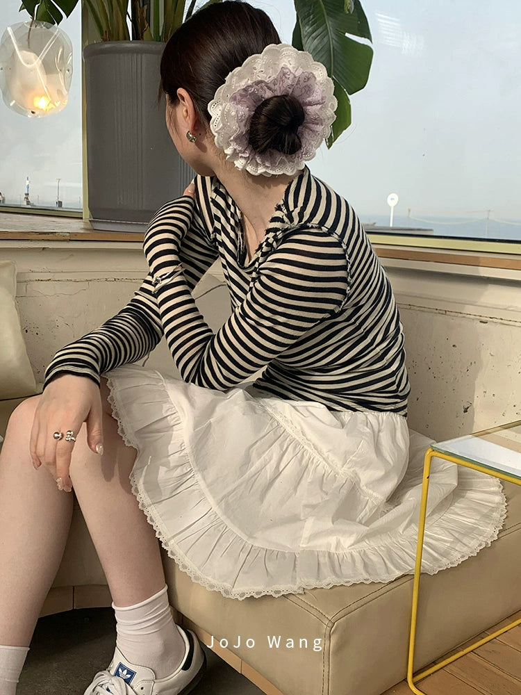 Indifferent Purple~Double layer Exquisite Embroidered Lace Large Intestine Hair Ring