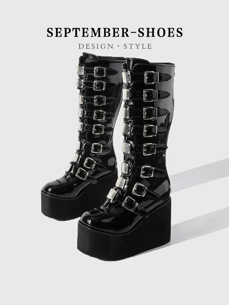 Punk height increasing thick soled boots