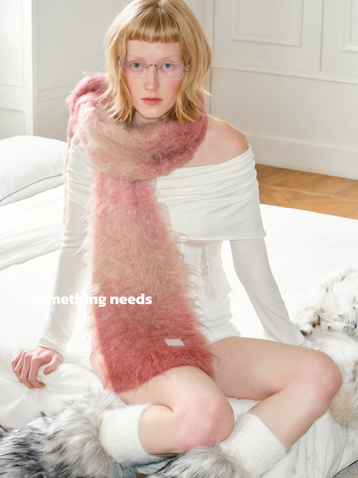 Gradient warm soft plush scarf