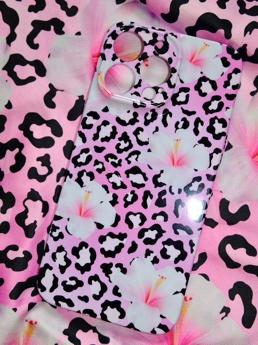 Hawaiian pink leopard print phone case