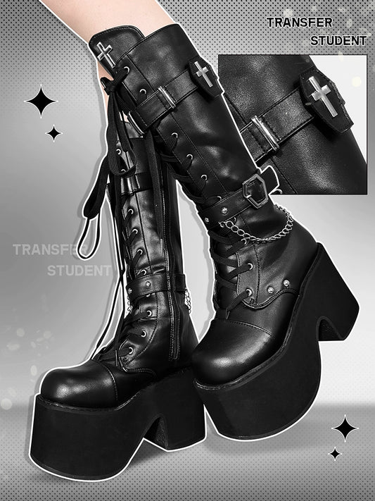 Blood Clan Chains Punk Thick Bottom Martin Boots