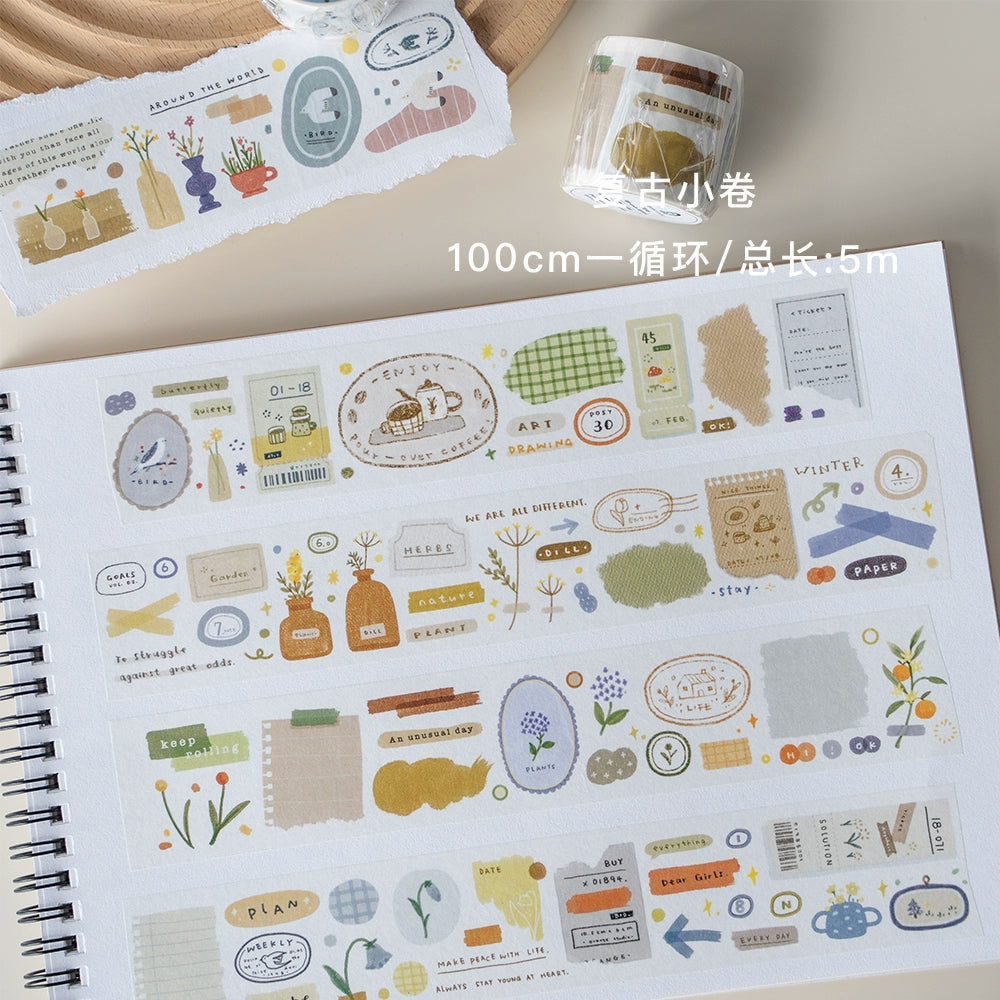 Record retro small roll sticker paper tape