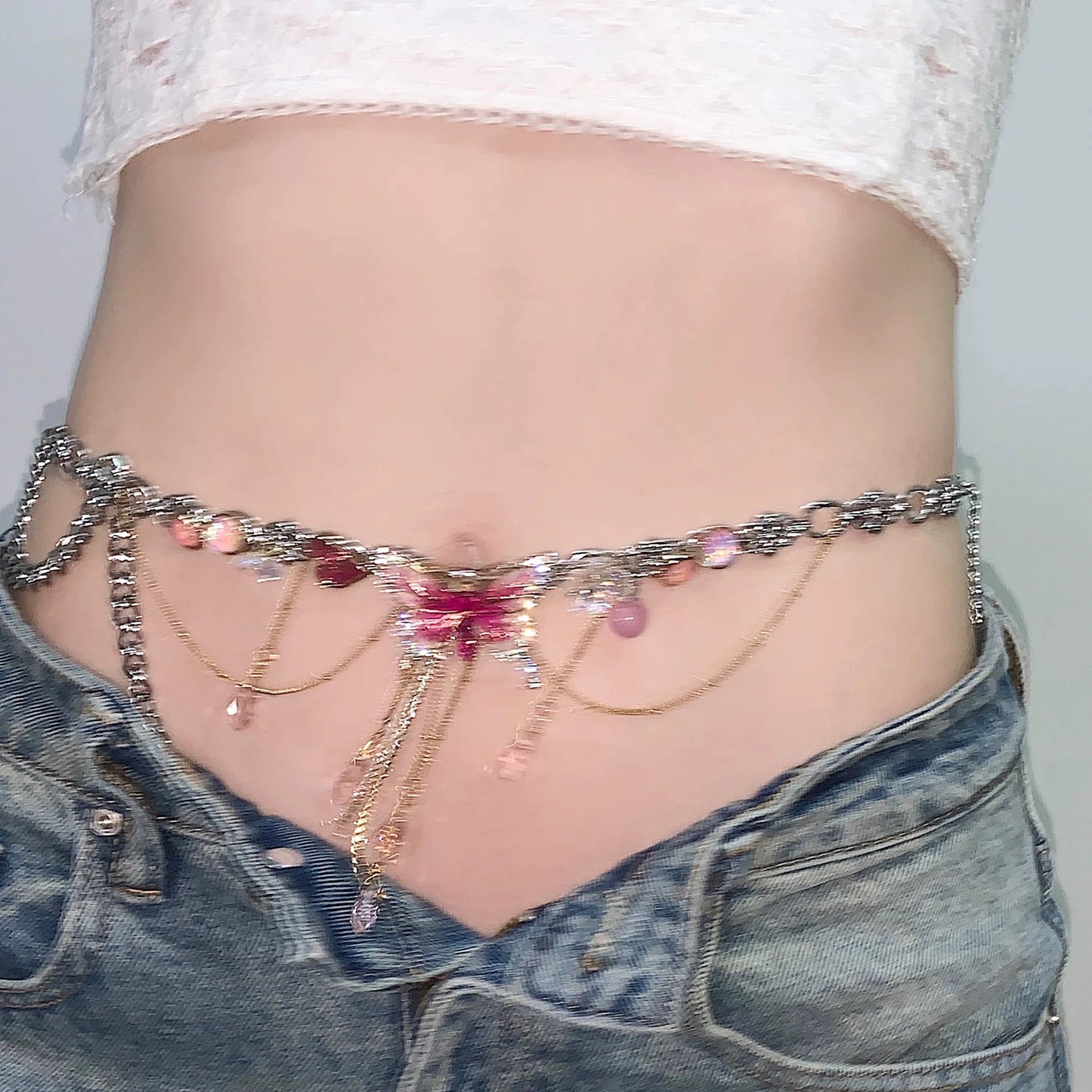 Pink Fairy Butterfly Titanium Choker