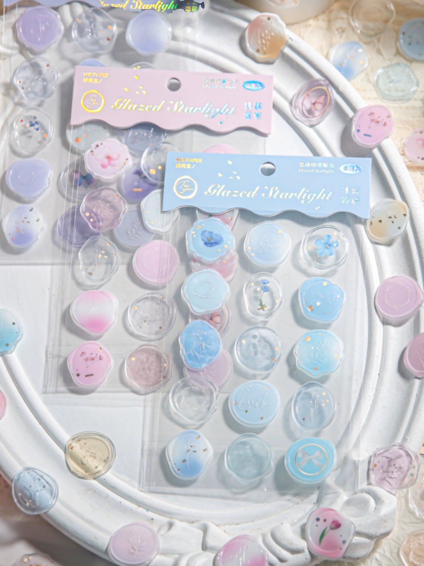 Glass Starlight Imitation Fire Paint Seal Stickers