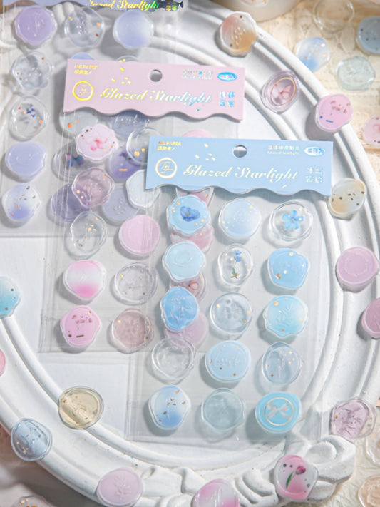 Glass Starlight Imitation Fire Paint Seal Stickers