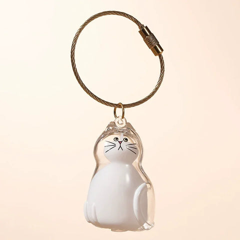 Transparent cat fur storage box with hanging decorations and twisted eggs
