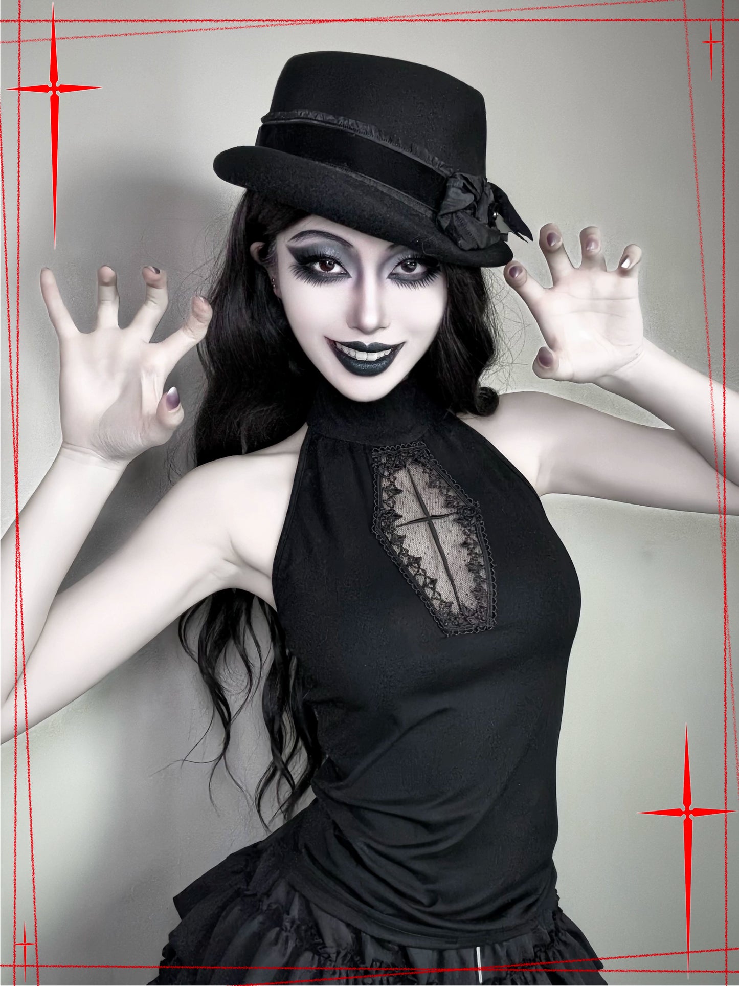 Dark Gothic style cross embroidered engraved vest