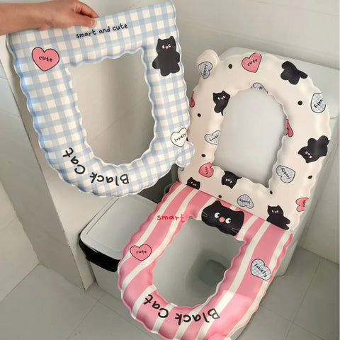 Cartoon cat lace toilet seat cushion