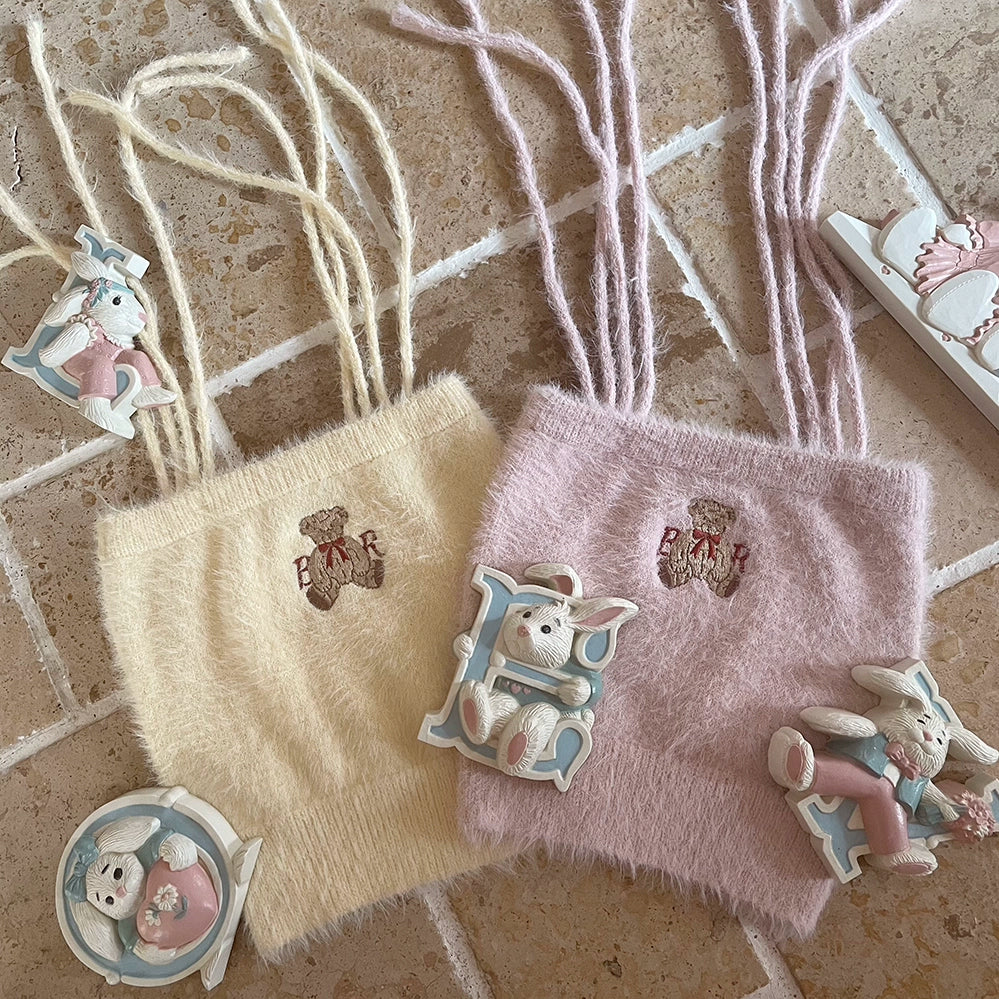 Imitation mink fur plush teddy bear sweater cami