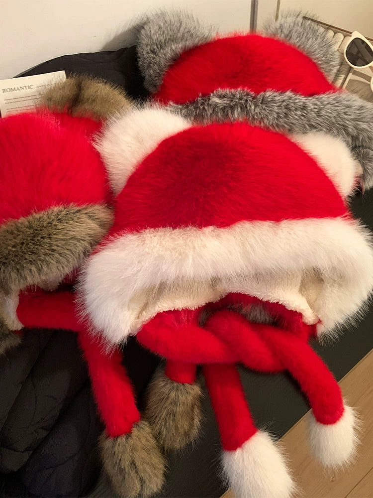 Cute red rabbit ear hat for Christmas