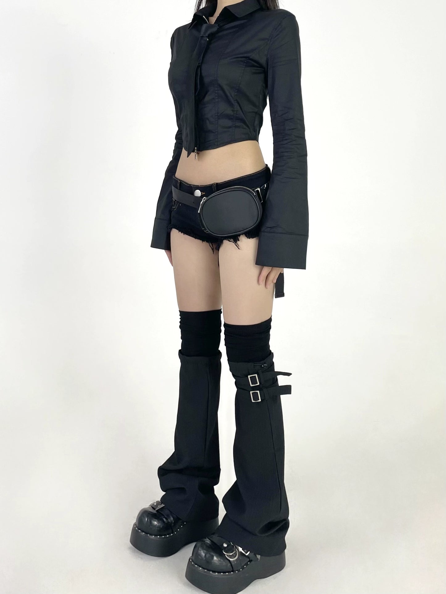 Splicing fake two-piece leg warm black/white