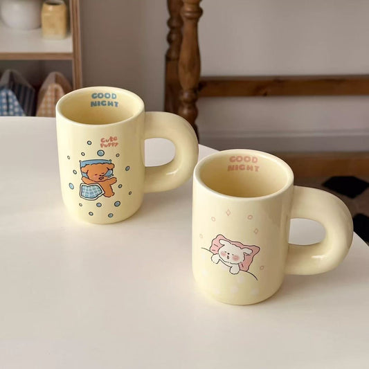 Small niche girl heart fat handle ceramic cup gift box set